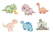Watercolor Dinosaurs Clipart, an Animal Illustration by BerryPieArt (Thumbnail 3 of 4)