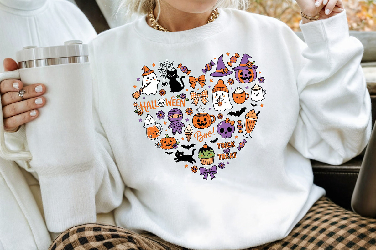 Cute Halloween Icons Heart Shape Art, a Seasonal Illustration by Creative Art (Photo 3 of 3)