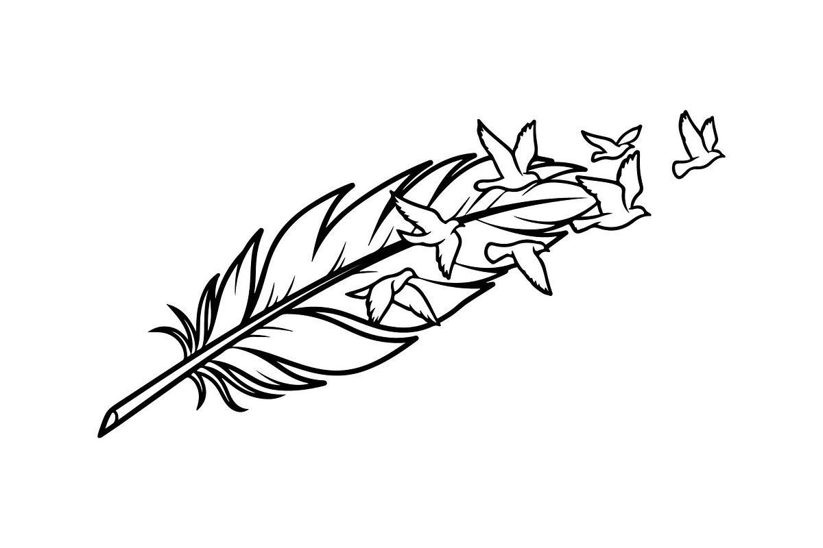 Boho Feather Silhouette Vector, an Object Graphic by jahid234 (Photo 23 of 51)