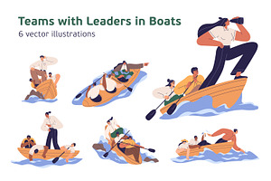 Business people teams in boats set, a Person Illustration by Good Studio