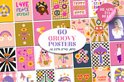 Retro groovy posters - wall art, an Illustration by Sofico (Thumbnail 1 of 13)