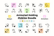 Holding Mobile Doodle Icons, a Solid Icon by Prosymbols (Thumbnail 1 of 10)