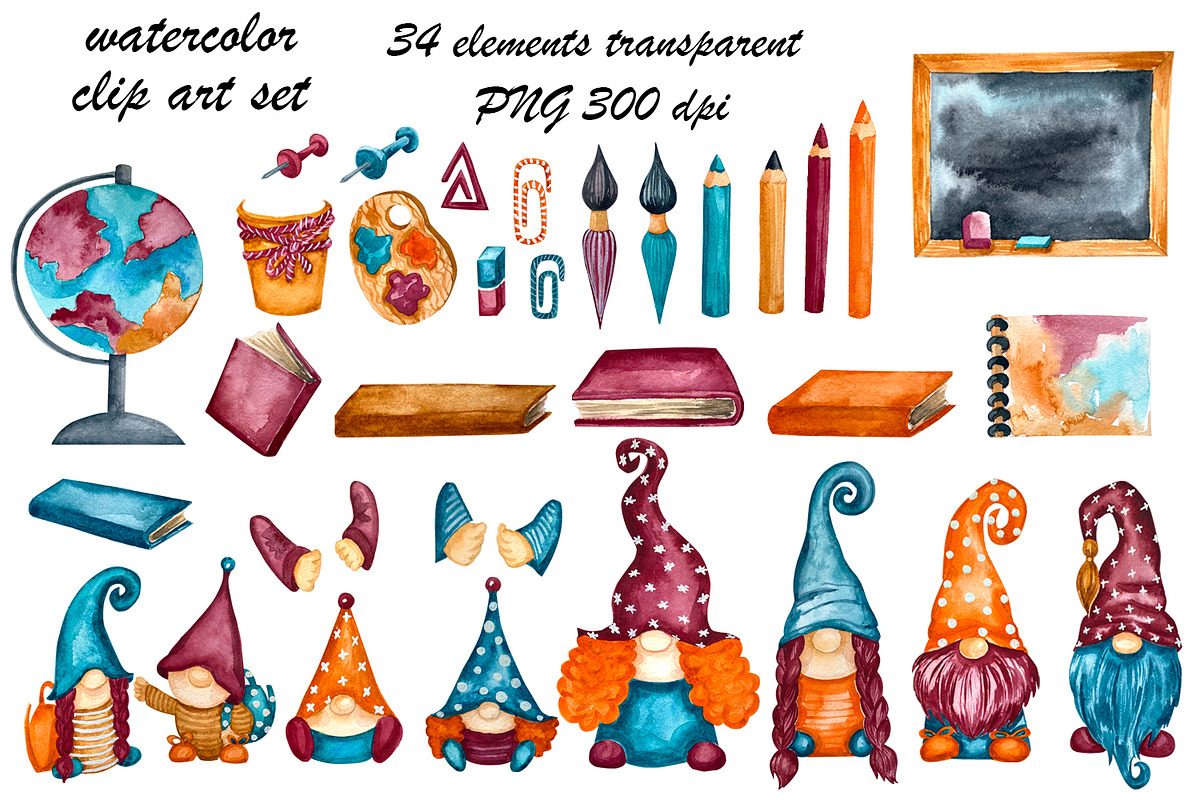 Back to school gnomes family png, a Seasonal Illustration by Fresh art by Larysa (Photo 3 of 3)