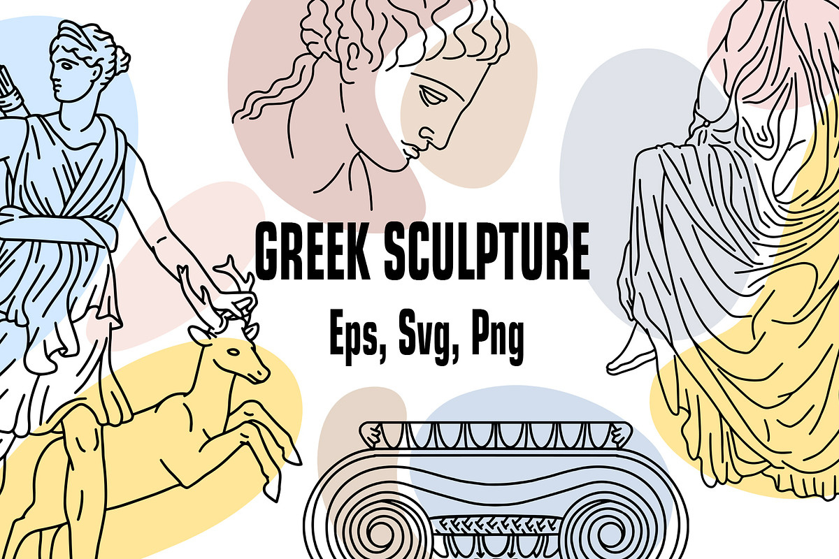 Antique Greek Sculpture Line Art, an Illustration by ViktoriArt (Photo 1 of 10)