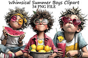 Whimsical Summer Boys Clipart, an Illustration by DreamPrint404 (Thumbnail 1 of 6)