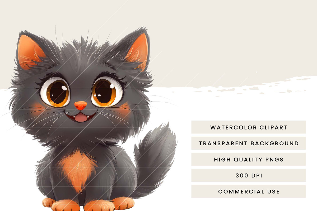 Watercolor Whimsical Cats Clipart, an Animal Illustration by Design Scotch (Photo 7 of 8)