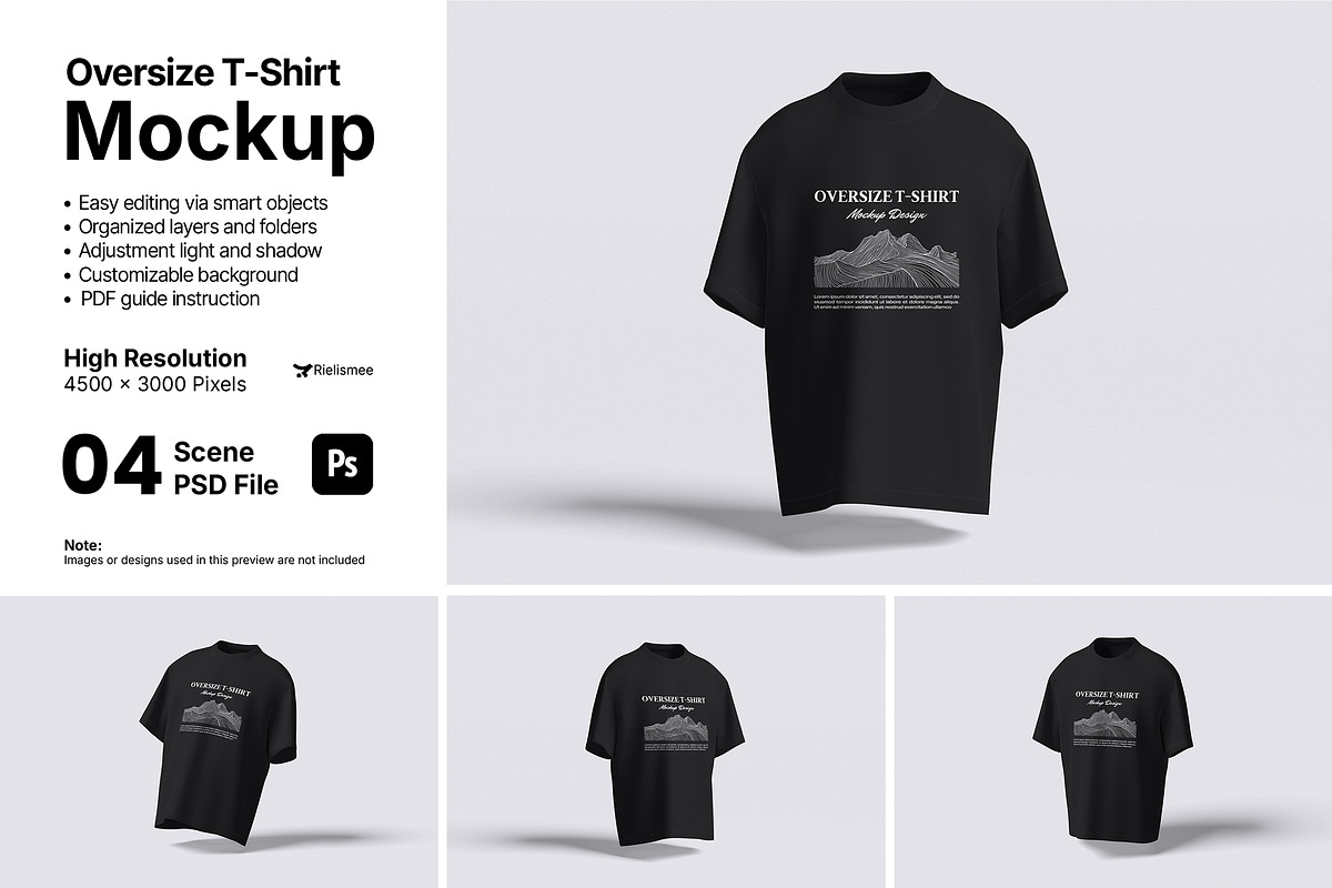 Oversize T-Shirt Mockup Bundle Set, a Shirt Mockup by Rielismee (Photo 1 of 5)