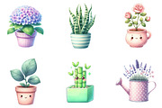 Watercolor Kawaii House Plant Clipar, an Illustration by DreamArtGraphic (Thumbnail 4 of 5)