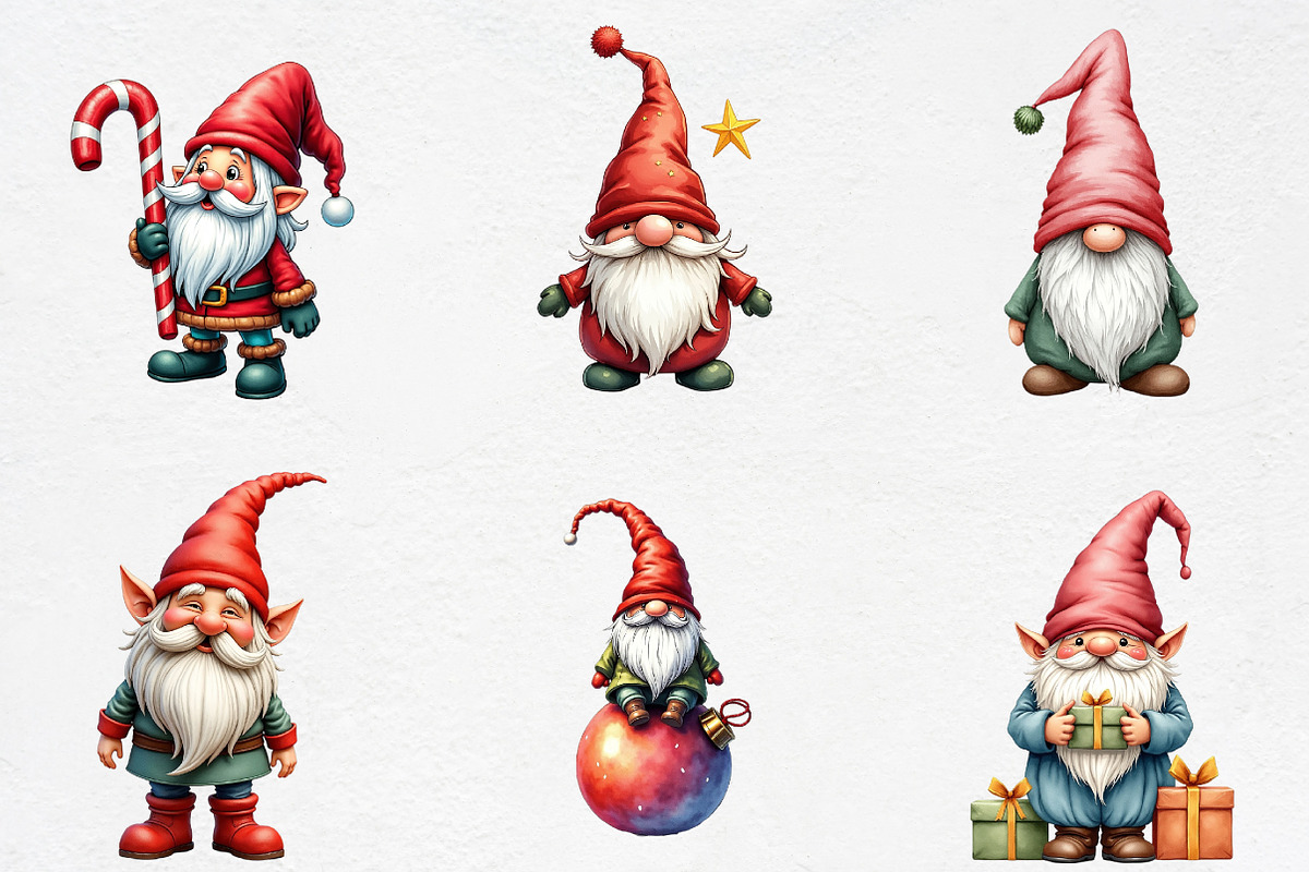 Lridescent Christmas Gnome Clipart, an Illustration by CrexoraLab (Photo 3 of 5)
