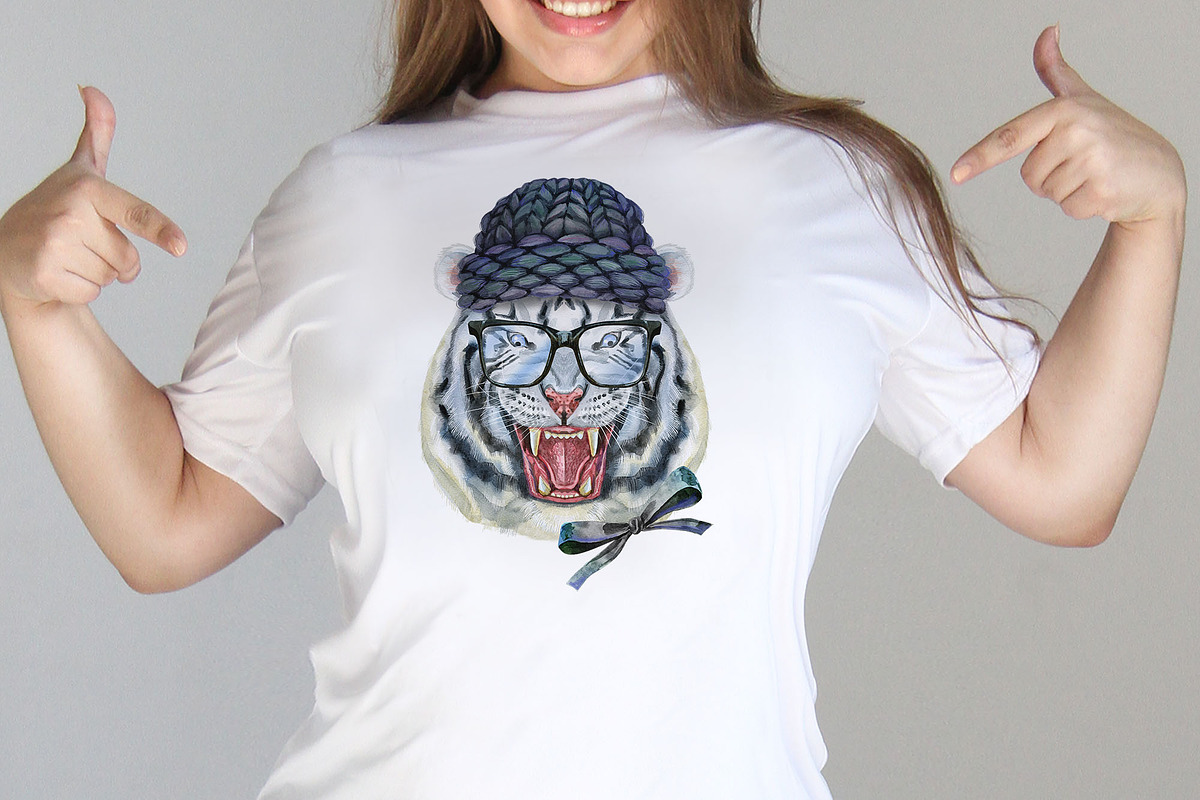 Watercolor fearsome white tiger, an Animal Illustration by Watercolor fantasy (Photo 2 of 5)