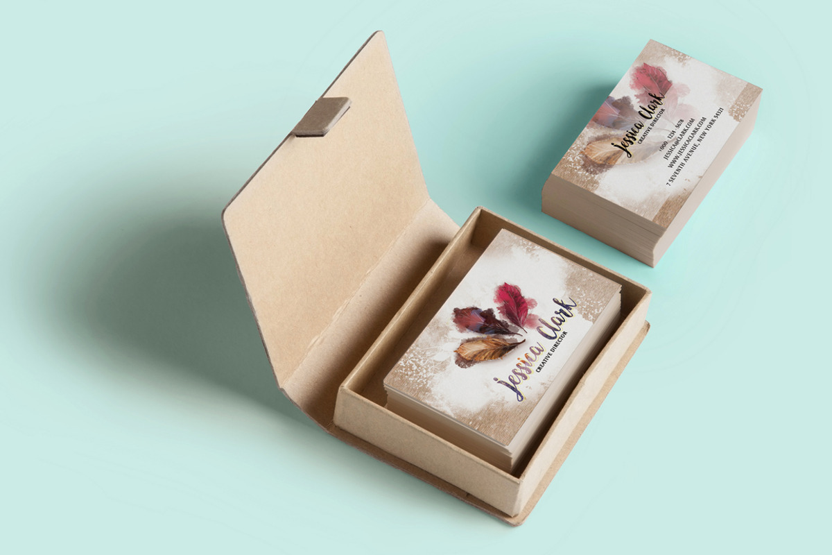 Watercolor Warm Business Card, a Business Card Template by land art (Photo 5 of 9)