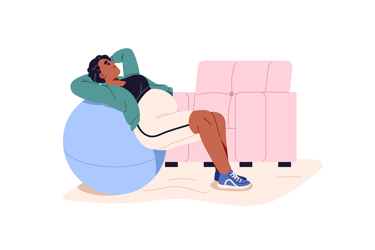 Pregnancy sport exercise, yoga set, a Person Illustration by PaperTrident (Photo 9 of 12)