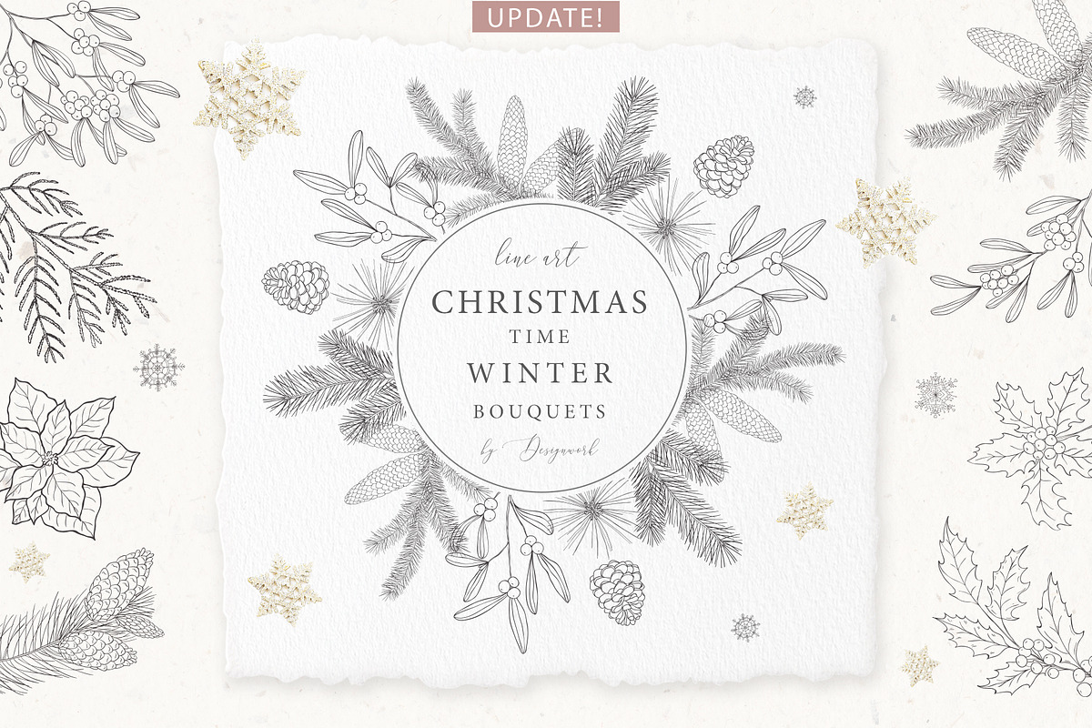 Christmas Time. Winter Bouquets., a Seasonal Illustration by Designwork (Photo 1 of 19)