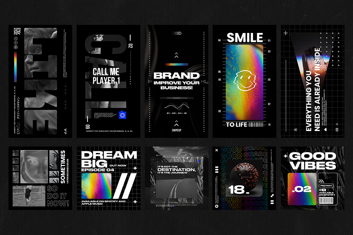 Brutalism Instagram Posts and Storie, a Social Media Template by Pixflow (Photo 6 of 6)