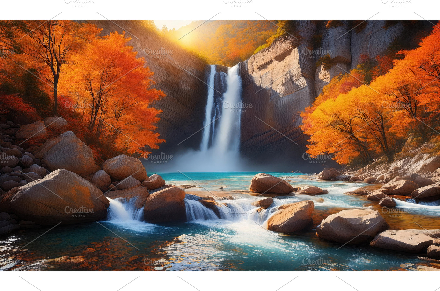 A powerful waterfall surrounded by, a Beauty & Fashion Photo by Igor Tichonow
