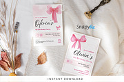 Pink Bow Birthday Invitation Canva, an Invitation Template by Snapybiz (Thumbnail 2 of 10)
