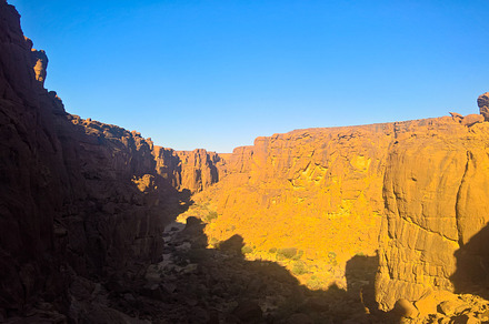Panorama inside canyon aka Guelta d'Archei in East Ennedi, Chad