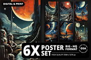 Retro space movie poster set, a Background Graphic by Other Side Art (Thumbnail 1 of 5)