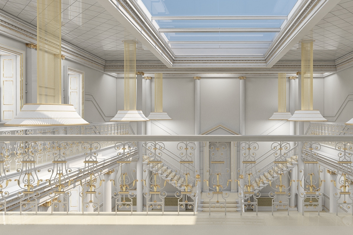 3Dmodel Grand Hall Lobby Staircase 2, an Architecture 3D Model by Giimann (Photo 10 of 16)