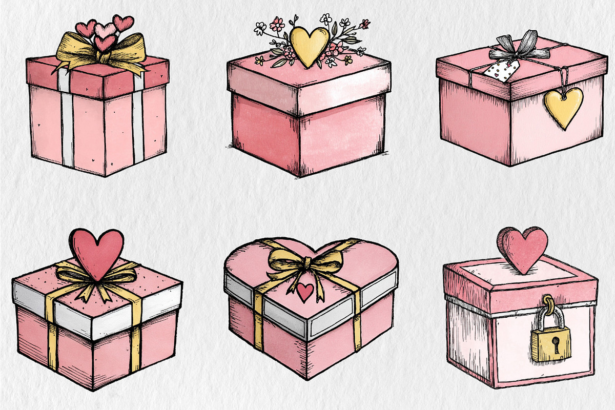 Valentine Day Gift Box Clipart, a Seasonal Illustration by Rose Art (Photo 2 of 6)