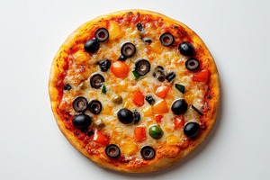Pizza with vegetables and olives, is, a Food & Drink Photo by Pixeness Studio