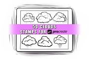 50 Clouds Procreate Stamps Brushes, a Brush Add-On by Procreate Sale (Thumbnail 1 of 6)
