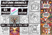 Autumn Animals Coloring Pages, an Illustration by LightExpress (Thumbnail 1 of 5)
