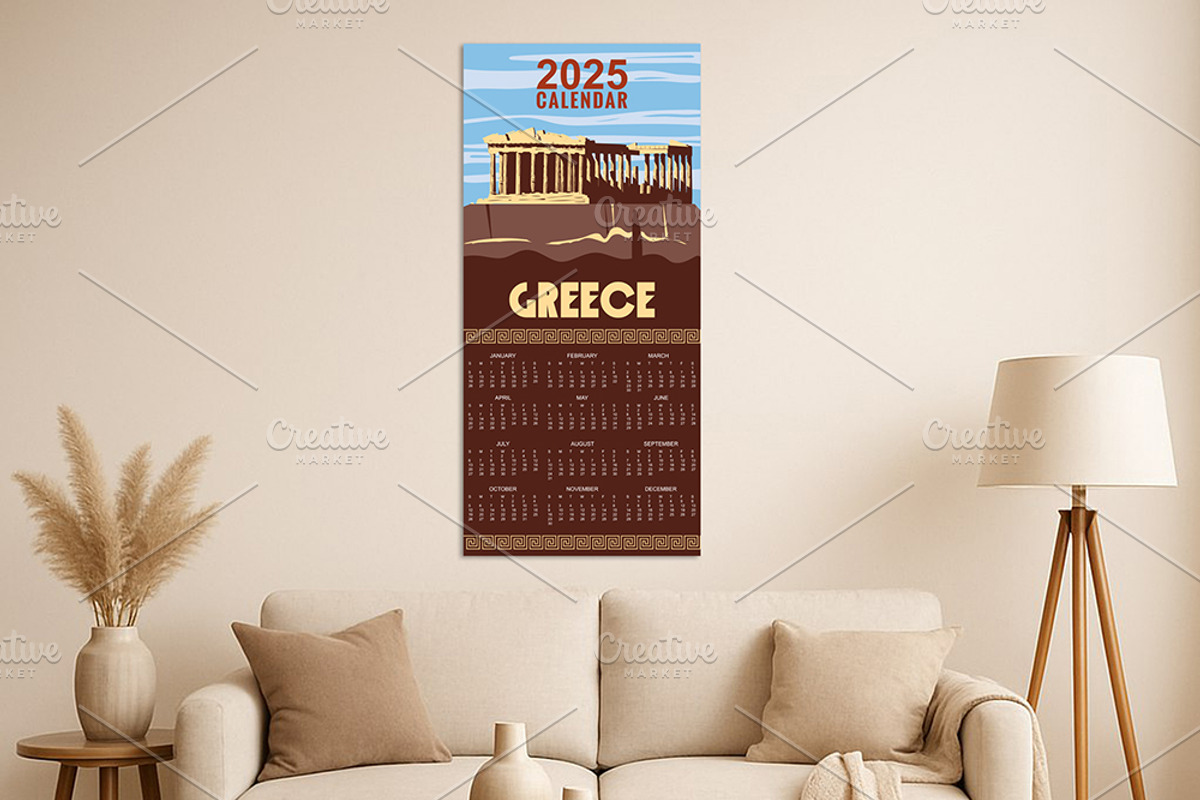 Calendar Monthly 2025 Greece Athens, a Seasonal Illustration by Vector_Up (Photo 5 of 7)
