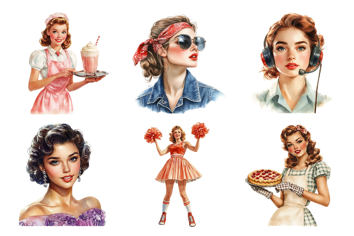 Retro Vintage 1950s PNG, an Illustration by SinaCreation (Photo 2 of 5)
