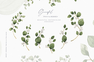 Watercolor Greenery Foliage Bundle