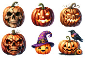 Halloween Pumpkin Watercolor Clipart, an Illustration by SinaCreation (Thumbnail 2 of 5)