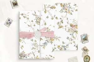 Vintage Floral Printable Vellum Wrap, a Stationery Template by SilverJoyAtelier
