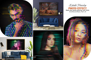 Editable Glitch Photo Effect, an Action Add-On by Photoshop Action