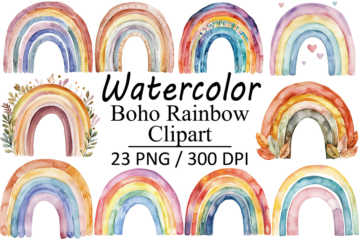 Watercolor Boho Rainbow, an Illustration by Design Market (Photo 1 of 3)