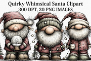 Quirky Whimsical Santa Clipart, an Illustration by Canvas Craft (Thumbnail 1 of 7)