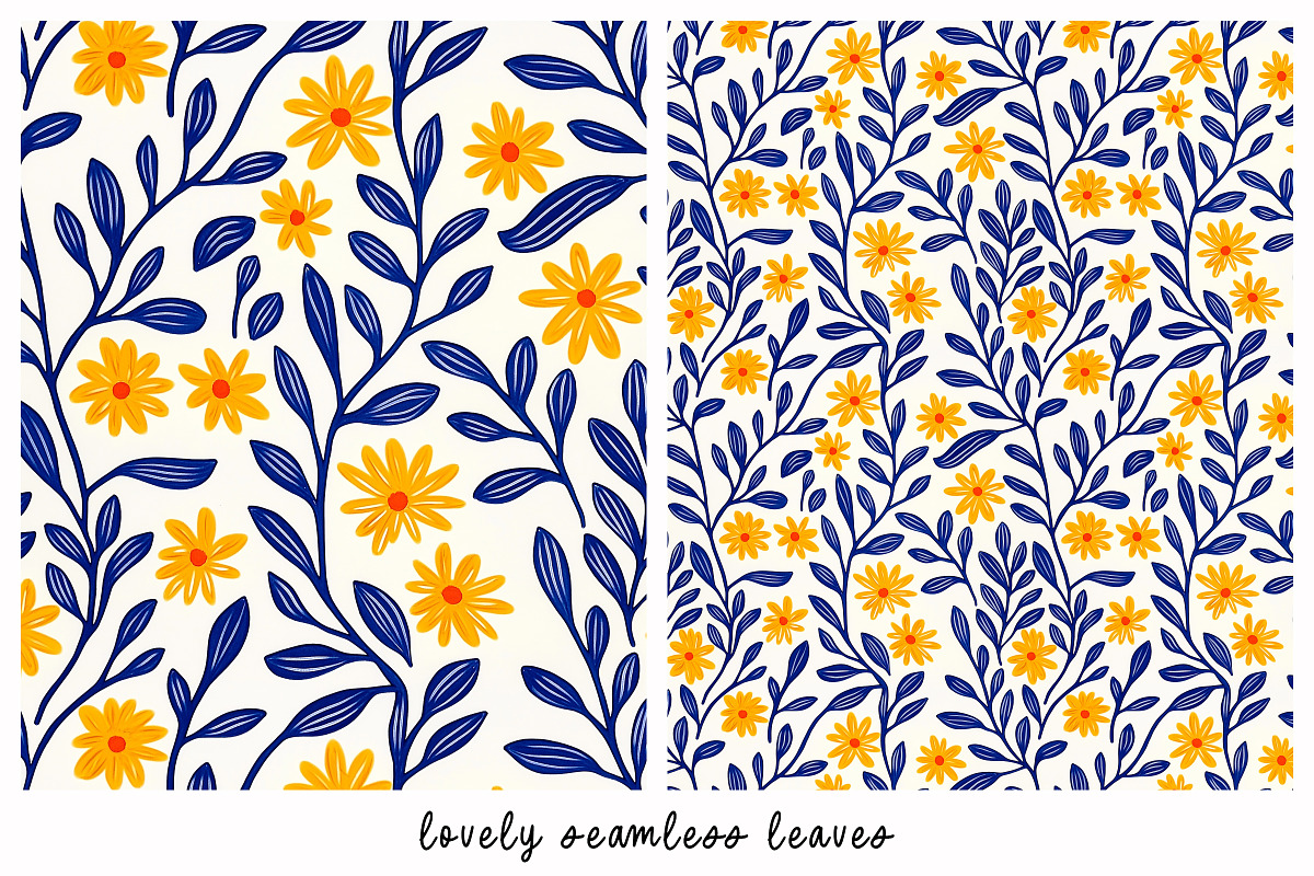 12 Seamless Elegant Leaf Patterns, a Pattern Graphic by DesignRocket (Photo 5 of 13)