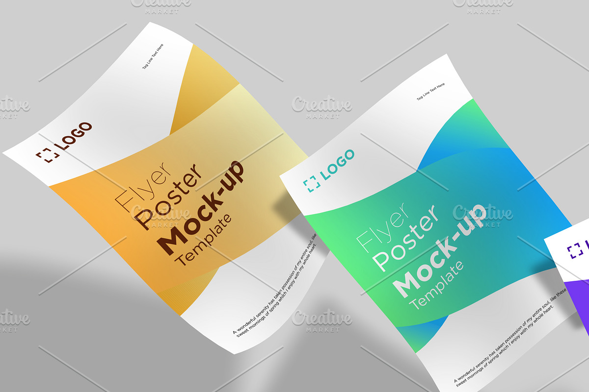 Falling Flyers and Posters Mockup, a Books & Magazine Mockup by shahsoft