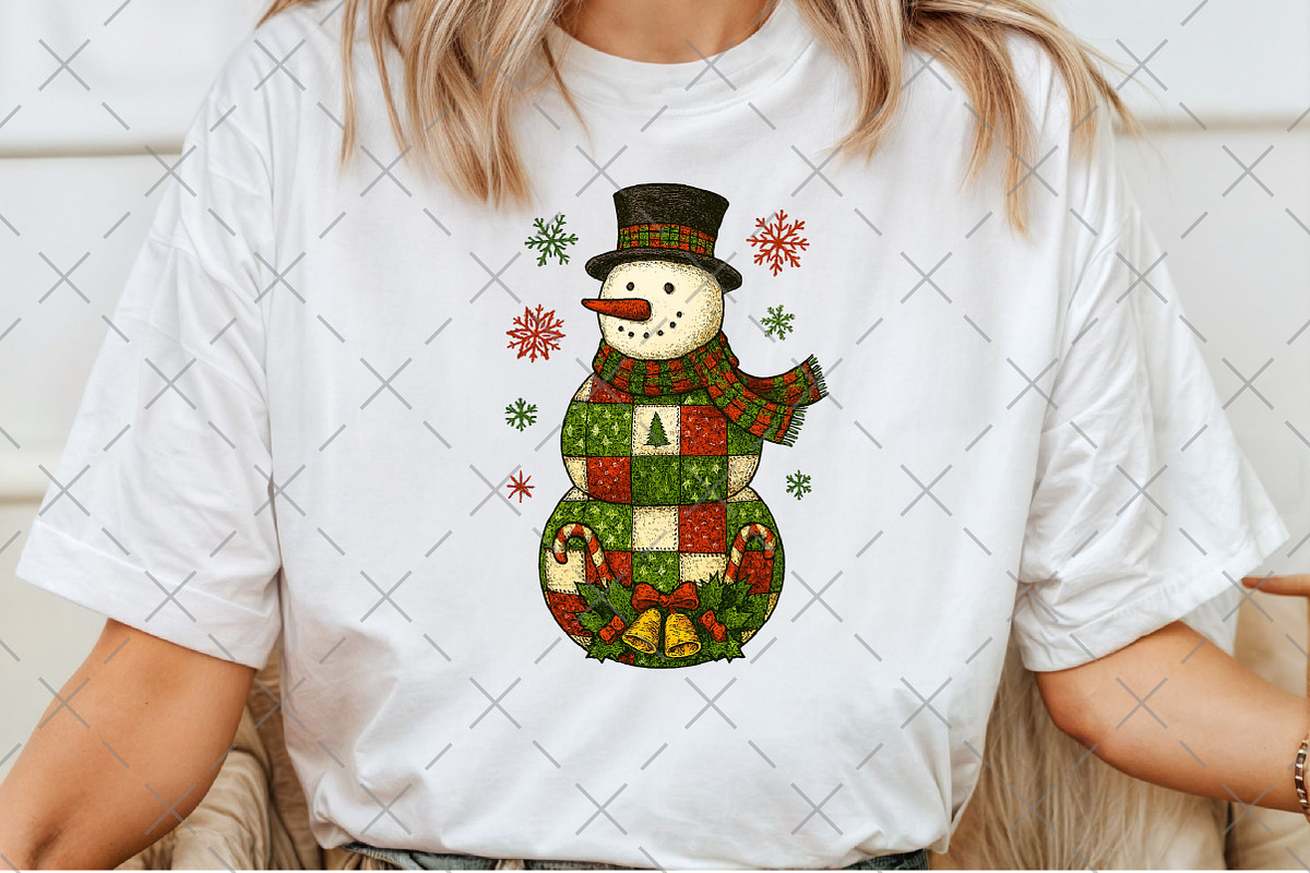 Christmas Snowman Patchwork PNG, an Illustration by Craft Nest (Photo 5 of 6)