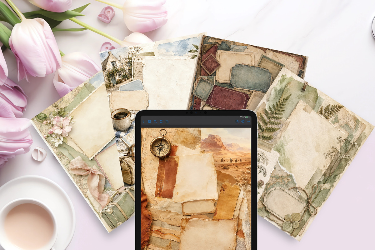 Vintage Travel Junk Journal Pages, a Background Graphic by LA Design (Photo 5 of 10)
