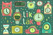 Tik tak. Vector clock illustrations., an Illustration by kostolom3ooo (Thumbnail 1 of 4)