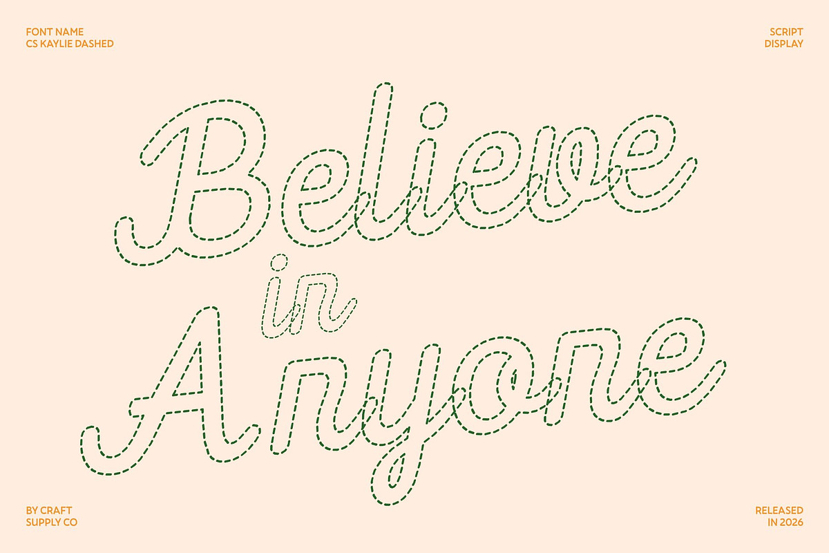 CS Kaylie Dashed, a Script Font by Craft Supply Co. (Photo 2 of 8)