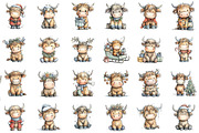 Christmas Highland Cow PNG Clipart, an Illustration by Sublimation Artist (Thumbnail 2 of 6)
