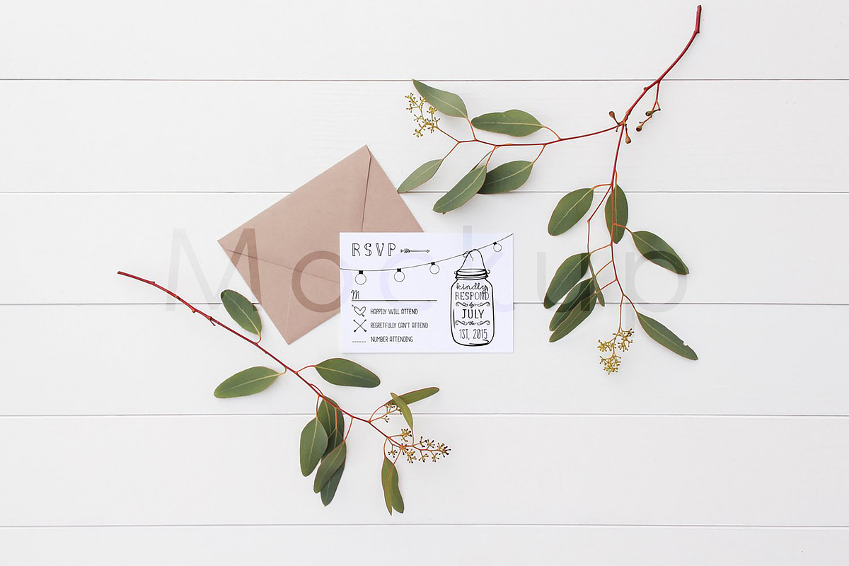 5x7 Invite Mockup - Eucalyptus 4, a Product Mockup by ILLONA GRAPHICS (Photo 5 of 5)