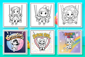 Cute Swing Girl Coloring Book, an Arts & Entertainment Photo by Wow Magic