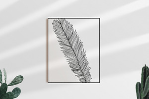 Line Art Tropical Leaves Clipart.