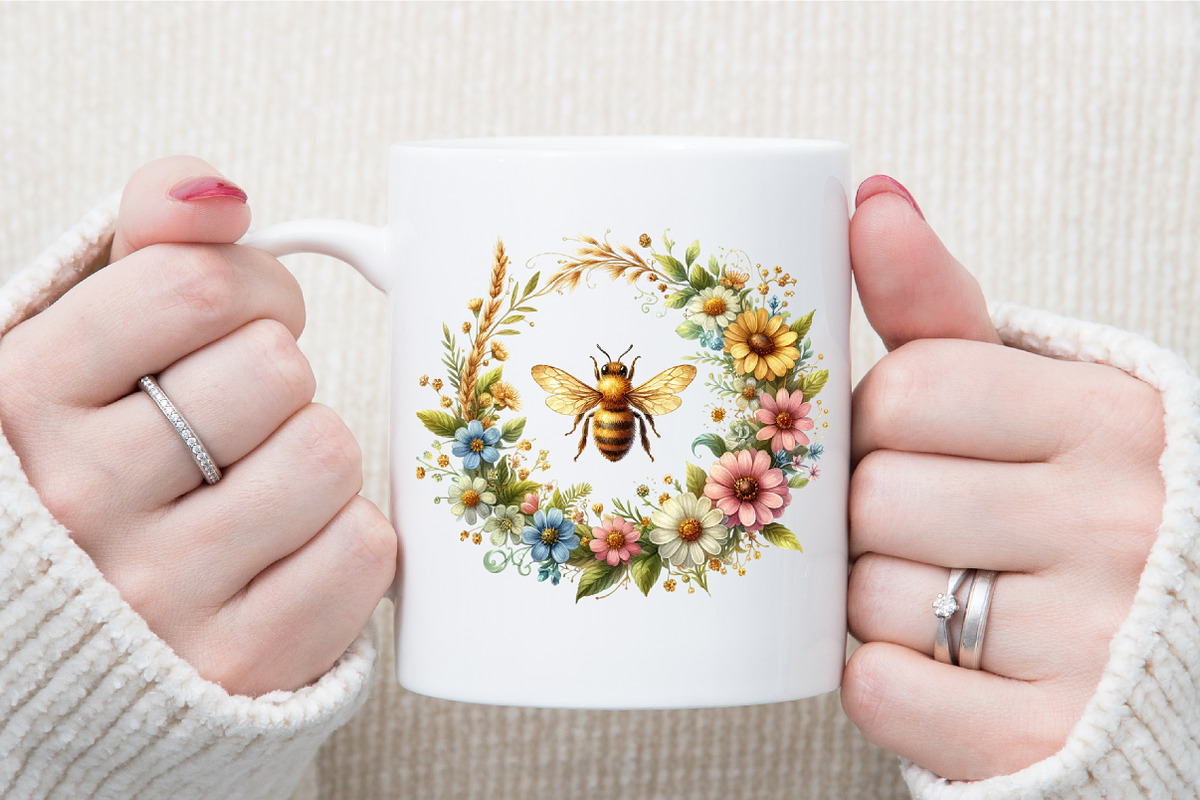 Summer Bees With Flowers Clipart, an Illustration by Sublimation Artist (Photo 5 of 6)