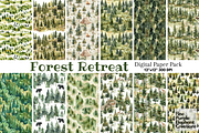 Watercolor Forest Camping Green Tree, a Pattern Graphic by Fine Purple Elephant (Thumbnail 1 of 5)