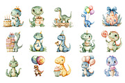Dino Birthday Clipart Bundle, an Illustration by Designking (Thumbnail 2 of 5)