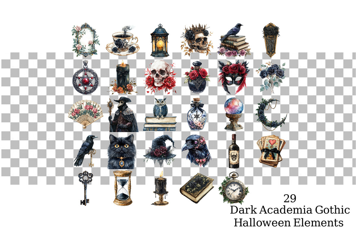 Dark Academia Gothic Halloween Clipa, a Seasonal Illustration by Daily.Designs (Photo 3 of 6)