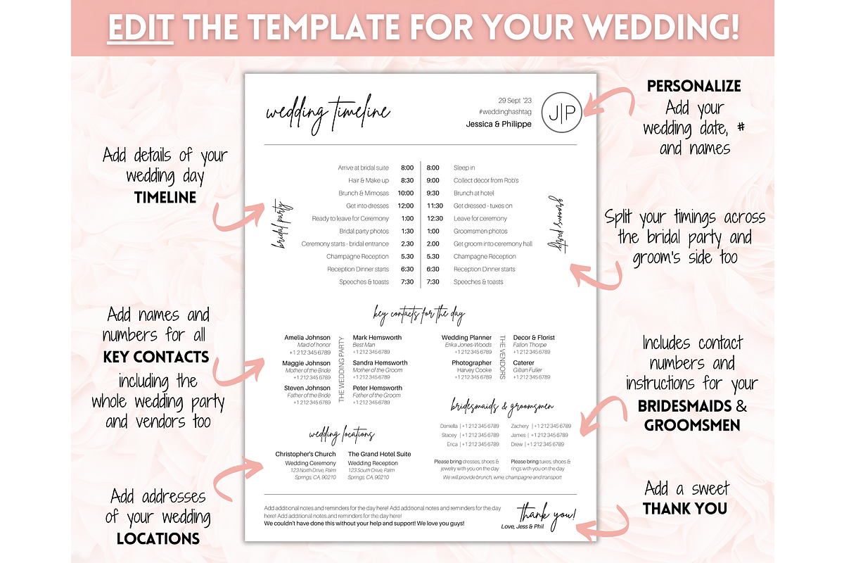 Wedding Day Timeline Template, a Stationery Template by Templatables (Photo 4 of 9)